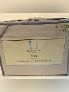 King 800 Thread Count Egyptian Cotton Blend Sheet Set 4pc Heritage Home grey